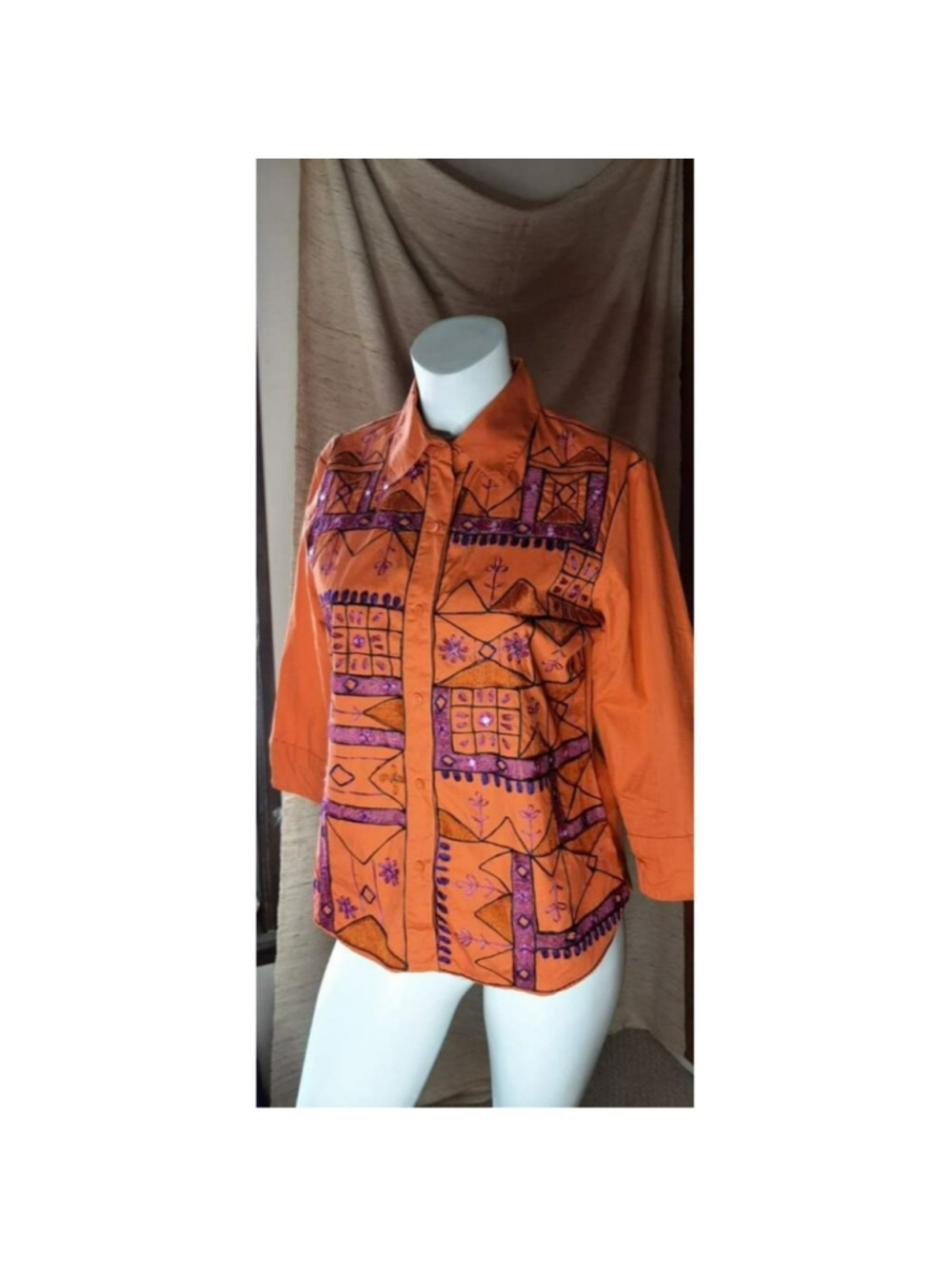 vintage Bill Blass Blassport‎ cotton shirt embroidered M